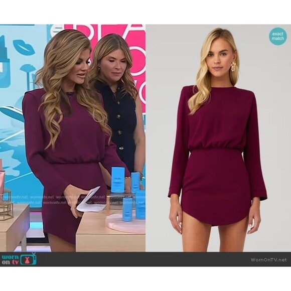 Amanda Uprichard Baldwin Dress in Burgundy XSmall Womens Long Sleeve Mini - Picture 15 of 15